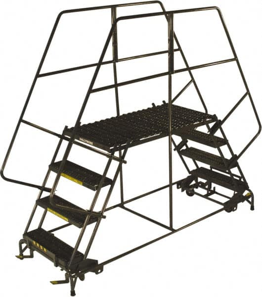 Ballymore - 68" 3 Step Double Entry Work Platform - Rolling Work Platform, 800 Lb Capacity, 30" Platform Height, 33" Base Width x 96" Base Depth, Grip Strut - Benchmark Tooling