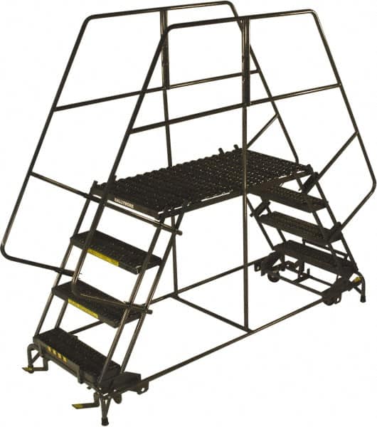 Ballymore - 98" 6 Step Double Entry Work Platform - Rolling Work Platform, 800 Lb Capacity, 60" Platform Height, 38" Base Width x 133" Base Depth, Grip Strut - Benchmark Tooling