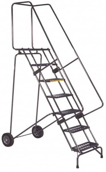 Ballymore - 153" 12 Step Ladder - 350 Lb Capacity, 120" Platform Height, 30" Base Width x 88" Base Depth, Perforated Tread - Benchmark Tooling