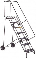 Ballymore - 113" 8 Step Ladder - 350 Lb Capacity, 80" Platform Height, 30" Base Width x 64" Base Depth, Heavy-Duty Serrated Grating - Benchmark Tooling