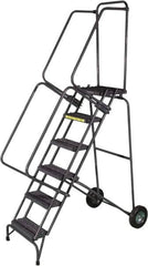 Ballymore - 93" 6 Step Ladder - 350 Lb Capacity, 60" Platform Height, 30" Base Width x 52" Base Depth, Expanded Metal Tread - Benchmark Tooling