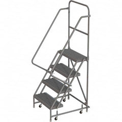 TRI-ARC - 76" 4 Step Rolling Platform Ladder - 450 Lb Capacity, 40" Platform Height, 30" Base Width x 35" Depth, Serrated Tread - Benchmark Tooling