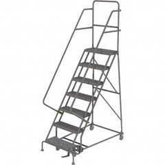 TRI-ARC - 103" 7 Step Ladder - 350 Lb Capacity, 70" Platform Height, 30" Base Width x 56" Depth, Heavy-Duty Serrated Grating - Benchmark Tooling