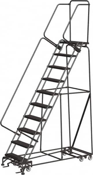 Ballymore - 133" 10 Step All-Directional Ladder - Rolling Safety Ladder, 450 Lb Capacity, 100" Platform Height, 32" Base Width x 74" Depth, Heavy-Duty Serrated Grating - Benchmark Tooling