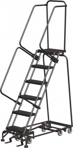 Ballymore - 93" 6 Step Ladder - 350 Lb Capacity, 60" Platform Height, 24" Base Width x 49" Depth, Heavy-Duty Serrated Grating - Benchmark Tooling