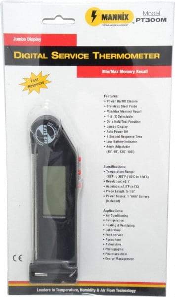 General - -58 to 302°F Pocket Digital Thermometer - LCD Display, Stainless Steel Probe Sensor, Battery Power - Benchmark Tooling