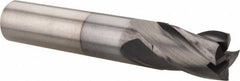 Hertel - 7/16", 5/8" LOC, 7/16" Shank Diam, 2-1/2" OAL, 4 Flute, Solid Carbide Square End Mill - Single End, TiCN Finish, Spiral Flute, 30° Helix, Centercutting, Right Hand Cut, Right Hand Flute - Benchmark Tooling