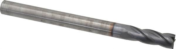 Hertel - 1/2", 1-1/2" LOC, 1/2" Shank Diam, 6" OAL, 4 Flute, Solid Carbide Square End Mill - Single End, TiCN Finish, Spiral Flute, 30° Helix, Centercutting, Right Hand Cut, Right Hand Flute - Benchmark Tooling