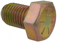 Made in USA - 1-8 UNC, 1-1/2" Length Under Head Hex Head Cap Screw - Fully Threaded, Grade 8 Alloy Steel, Zinc Yellow Dichromate Finish, 1-1/2" Hex - Benchmark Tooling