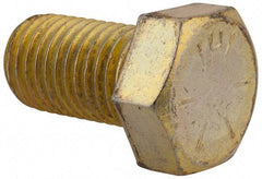 Made in USA - 1-8 UNC, 1-3/4" Length Under Head Hex Head Cap Screw - Fully Threaded, Grade 8 Alloy Steel, Zinc Yellow Dichromate Finish, 1-1/2" Hex - Benchmark Tooling