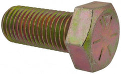 Made in USA - 1-8 UNC, 2-1/4" Length Under Head Hex Head Cap Screw - Fully Threaded, Grade 8 Alloy Steel, Zinc Yellow Dichromate Finish, 1-1/2" Hex - Benchmark Tooling