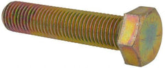 Made in USA - 1-8 UNC, 4-1/2" Length Under Head Hex Head Cap Screw - Fully Threaded, Grade 8 Alloy Steel, Zinc Yellow Dichromate Finish, 1-1/2" Hex - Benchmark Tooling