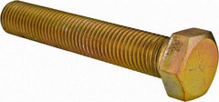 Made in USA - 1-8 UNC, 6" Length Under Head Hex Head Cap Screw - Fully Threaded, Grade 8 Alloy Steel, Zinc Yellow Dichromate Finish, 1-1/2" Hex - Benchmark Tooling