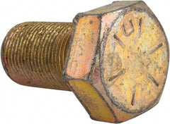 Made in USA - 1-14 UNF, 1-3/4" Length Under Head Hex Head Cap Screw - Fully Threaded, Grade 8 Alloy Steel, Zinc Yellow Dichromate Finish, 1-1/2" Hex - Benchmark Tooling