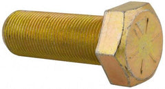Made in USA - 1-14 UNF, 2-3/4" Length Under Head Hex Head Cap Screw - Partially Threaded, Grade 8 Alloy Steel, Zinc Yellow Dichromate Finish, 1-1/2" Hex - Benchmark Tooling