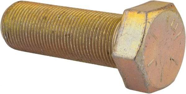 Made in USA - 1-14 UNF, 3" Length Under Head Hex Head Cap Screw - Partially Threaded, Grade 8 Alloy Steel, Zinc Yellow Dichromate Finish, 1-1/2" Hex - Benchmark Tooling