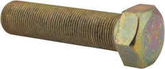 Made in USA - 1-14 UNF, 4" Length Under Head Hex Head Cap Screw - Fully Threaded, Grade 8 Alloy Steel, Zinc Yellow Dichromate Finish, 1-1/2" Hex - Benchmark Tooling