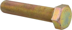 Made in USA - 1-14 UNF, 5" Length Under Head Hex Head Cap Screw - Fully Threaded, Grade 8 Alloy Steel, Zinc Yellow Dichromate Finish, 1-1/2" Hex - Benchmark Tooling