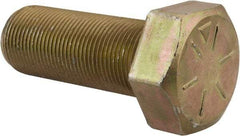 Made in North America - 1-1/4 - 12 UNF, 3-1/4" Length Under Head Hex Head Cap Screw - Partially Threaded, Grade 8 Alloy Steel, Zinc Yellow Dichromate Finish, 1-7/8" Hex - Benchmark Tooling
