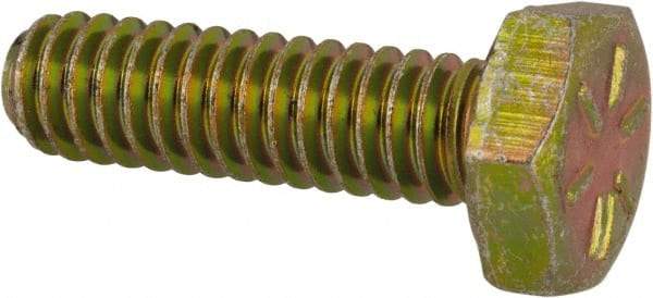 Made in USA - 1/4-20 UNC, 7/8" Length Under Head Hex Head Cap Screw - Fully Threaded, Grade 8 Alloy Steel, Zinc Yellow Dichromate Finish, 7/16" Hex - Benchmark Tooling