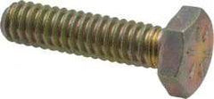 Made in USA - 1/4-20 UNC, 1" Length Under Head Hex Head Cap Screw - Fully Threaded, Grade 8 Alloy Steel, Zinc Yellow Dichromate Finish, 7/16" Hex - Benchmark Tooling