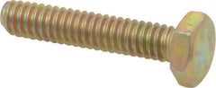 Made in USA - 1/4-20 UNC, 1-1/4" Length Under Head Hex Head Cap Screw - Fully Threaded, Grade 8 Alloy Steel, Zinc Yellow Dichromate Finish, 7/16" Hex - Benchmark Tooling