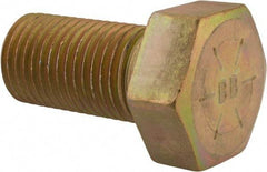 Made in North America - 1-1/2 - 6 UNC, 3" Length Under Head Hex Head Cap Screw - Partially Threaded, Grade 8 Alloy Steel, Zinc Yellow Dichromate Finish, 2-1/4" Hex - Benchmark Tooling