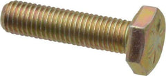 Made in USA - 1/4-28 UNF, 1" Length Under Head Hex Head Cap Screw - Fully Threaded, Grade 8 Alloy Steel, Zinc Yellow Dichromate Finish, 7/16" Hex - Benchmark Tooling