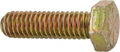 Made in North America - 5/16-18 UNC, 1-1/8" Length Under Head Hex Head Cap Screw - Partially Threaded, Grade 8 Alloy Steel, Zinc Yellow Dichromate Finish, 1/2" Hex - Benchmark Tooling