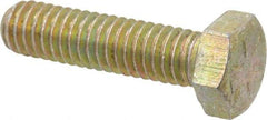 Made in USA - 5/16-18 UNC, 1-1/4" Length Under Head Hex Head Cap Screw - Fully Threaded, Grade 8 Alloy Steel, Zinc Yellow Dichromate Finish, 1/2" Hex - Benchmark Tooling