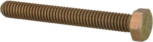 Made in USA - 5/16-18 UNC, 2-1/2" Length Under Head Hex Head Cap Screw - Fully Threaded, Grade 8 Alloy Steel, Zinc Yellow Dichromate Finish, 1/2" Hex - Benchmark Tooling