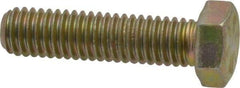 Made in USA - 3/8-16 UNC, 1-1/2" Length Under Head Hex Head Cap Screw - Fully Threaded, Grade 8 Alloy Steel, Zinc Yellow Dichromate Finish, 9/16" Hex - Benchmark Tooling