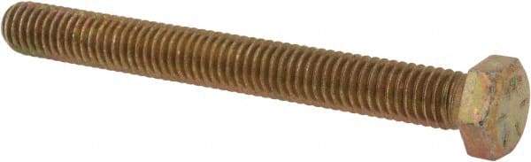 Made in USA - 3/8-16 UNC, 3-1/2" Length Under Head Hex Head Cap Screw - Fully Threaded, Grade 8 Alloy Steel, Zinc Yellow Dichromate Finish, 9/16" Hex - Benchmark Tooling