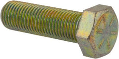 Made in USA - 3/8-24 UNF, 1-1/4" Length Under Head Hex Head Cap Screw - Fully Threaded, Grade 8 Alloy Steel, Zinc Yellow Dichromate Finish, 9/16" Hex - Benchmark Tooling