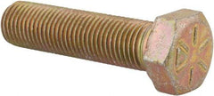 Made in USA - 3/8-24 UNF, 1-1/2" Length Under Head Hex Head Cap Screw - Fully Threaded, Grade 8 Alloy Steel, Zinc Yellow Dichromate Finish, 9/16" Hex - Benchmark Tooling