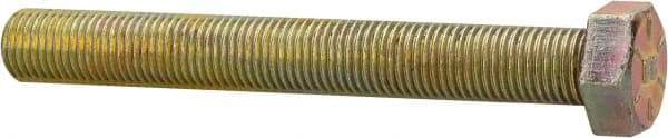 Made in USA - 3/8-24 UNF, 3" Length Under Head Hex Head Cap Screw - Fully Threaded, Grade 8 Alloy Steel, Zinc Yellow Dichromate Finish, 9/16" Hex - Benchmark Tooling