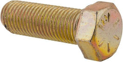 Made in USA - 7/16-20 UNF, 1-1/4" Length Under Head Hex Head Cap Screw - Fully Threaded, Grade 8 Alloy Steel, Zinc Yellow Dichromate Finish, 5/8" Hex - Benchmark Tooling
