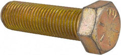 Made in USA - 7/16-20 UNF, 1-1/2" Length Under Head Hex Head Cap Screw - Fully Threaded, Grade 8 Alloy Steel, Zinc Yellow Dichromate Finish, 5/8" Hex - Benchmark Tooling