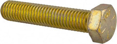 Made in USA - 1/2-13 UNC, 2-1/2" Length Under Head Hex Head Cap Screw - Fully Threaded, Grade 8 Alloy Steel, Zinc Yellow Dichromate Finish, 3/4" Hex - Benchmark Tooling