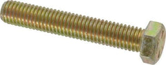 Made in USA - 1/2-13 UNC, 3" Length Under Head Hex Head Cap Screw - Fully Threaded, Grade 8 Alloy Steel, Zinc Yellow Dichromate Finish, 3/4" Hex - Benchmark Tooling