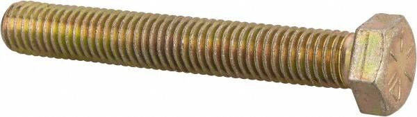 Made in USA - 1/2-13 UNC, 3-1/2" Length Under Head Hex Head Cap Screw - Fully Threaded, Grade 8 Alloy Steel, Zinc Yellow Dichromate Finish, 3/4" Hex - Benchmark Tooling