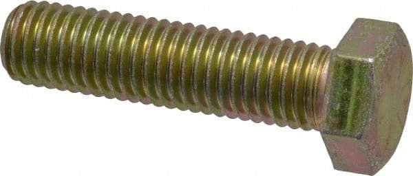 Made in USA - 5/8-11 UNC, 2-1/2" Length Under Head Hex Head Cap Screw - Fully Threaded, Grade 8 Alloy Steel, Zinc Yellow Dichromate Finish, 15/16" Hex - Benchmark Tooling