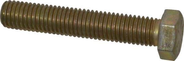 Made in USA - 5/8-11 UNC, 3-1/2" Length Under Head Hex Head Cap Screw - Fully Threaded, Grade 8 Alloy Steel, Zinc Yellow Dichromate Finish, 15/16" Hex - Benchmark Tooling