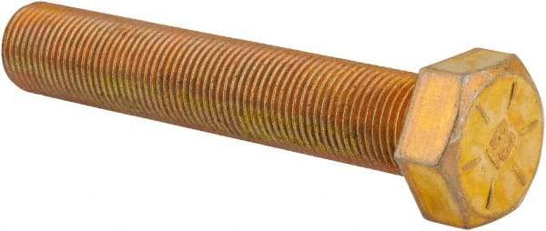 Made in USA - 5/8-18 UNF, 3-1/2" Length Under Head Hex Head Cap Screw - Fully Threaded, Grade 8 Alloy Steel, Zinc Yellow Dichromate Finish, 15/16" Hex - Benchmark Tooling