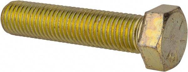 Made in USA - 3/4-10 UNC, 3-1/2" Length Under Head Hex Head Cap Screw - Fully Threaded, Grade 8 Alloy Steel, Zinc Yellow Dichromate Finish, 1-1/8" Hex - Benchmark Tooling