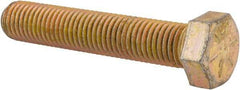 Made in USA - 3/4-10 UNC, 4" Length Under Head Hex Head Cap Screw - Fully Threaded, Grade 8 Alloy Steel, Zinc Yellow Dichromate Finish, 1-1/8" Hex - Benchmark Tooling