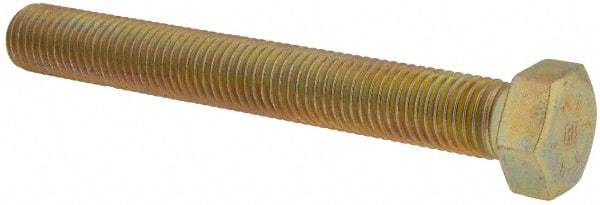 Made in USA - 3/4-10 UNC, 6" Length Under Head Hex Head Cap Screw - Fully Threaded, Grade 8 Alloy Steel, Zinc Yellow Dichromate Finish, 1-1/8" Hex - Benchmark Tooling