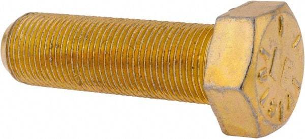 Made in USA - 3/4-16 UNF, 2-1/2" Length Under Head Hex Head Cap Screw - Partially Threaded, Grade 8 Alloy Steel, Zinc Yellow Dichromate Finish, 1-1/8" Hex - Benchmark Tooling