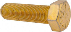 Made in USA - 3/4-16 UNF, 2-1/2" Length Under Head Hex Head Cap Screw - Partially Threaded, Grade 8 Alloy Steel, Zinc Yellow Dichromate Finish, 1-1/8" Hex - Benchmark Tooling