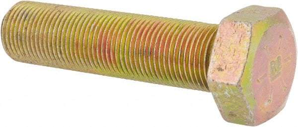 Made in USA - 3/4-16 UNF, 3" Length Under Head Hex Head Cap Screw - Fully Threaded, Grade 8 Alloy Steel, Zinc Yellow Dichromate Finish, 1-1/8" Hex - Benchmark Tooling